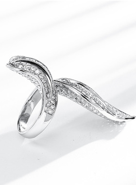 抖音网红克拉戒指女夸张微镶锆石