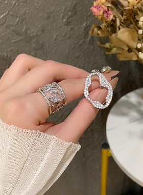 小众设计ins高级锆石女开口指环