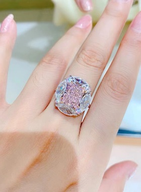 新款ins高级粉钻戒指女开口指环