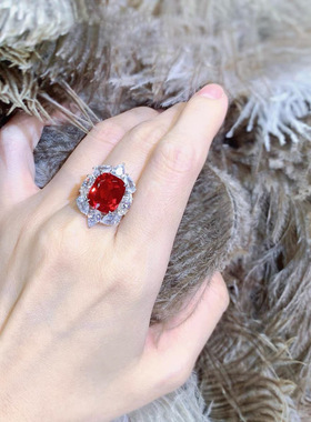 红宝石戒指女欧美风奢华超闪饰品