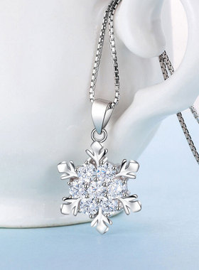 冰糖炖雪梨雪花吊坠项链时尚气质镶钻颈链轻奢小众设计感锁骨链