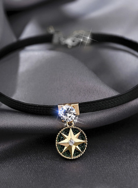 r韩版罗盘项链女锁骨链短款