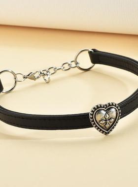 潮牌沉默之心复古颈环项链爱心