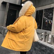 Peach leather cotton padded jacket Women in Korean version Winter in long style Thickened Blouses cotton clothes oversize Bread Clothing Tide