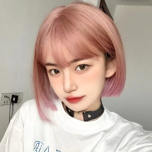 Розовый парик, летний японский шлем, стиль Лолита, градиент