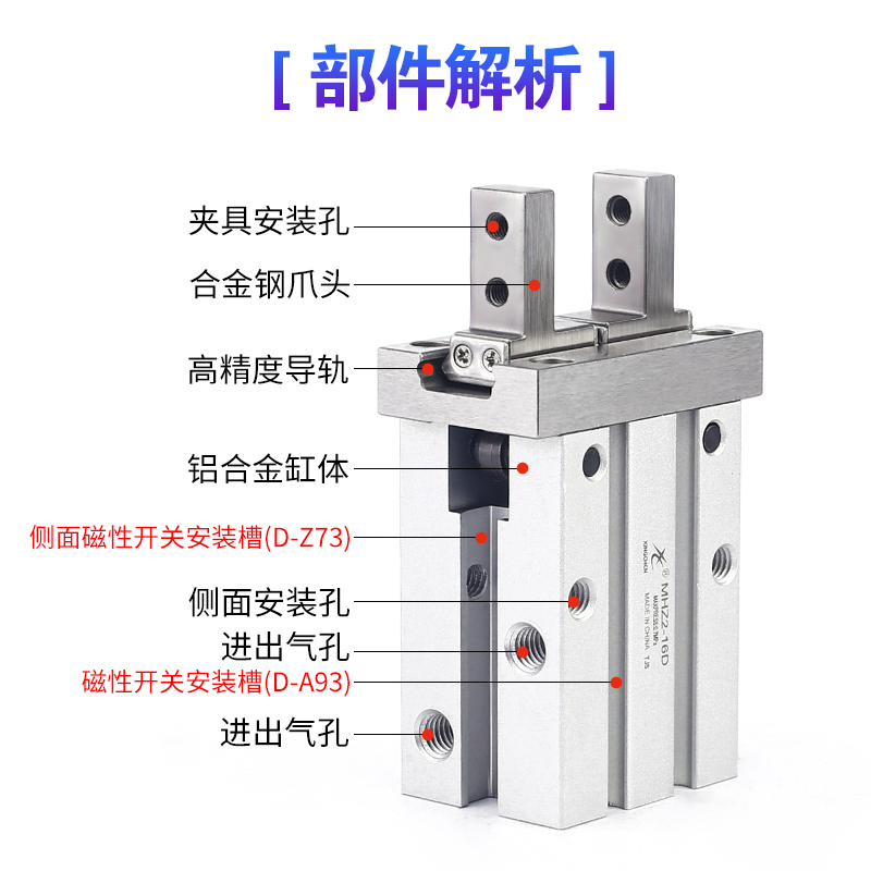 星辰气动手指气缸HFZ平行机械手夹爪MHZL2/MHZ2-16D10D20D25S夹具 - 图2