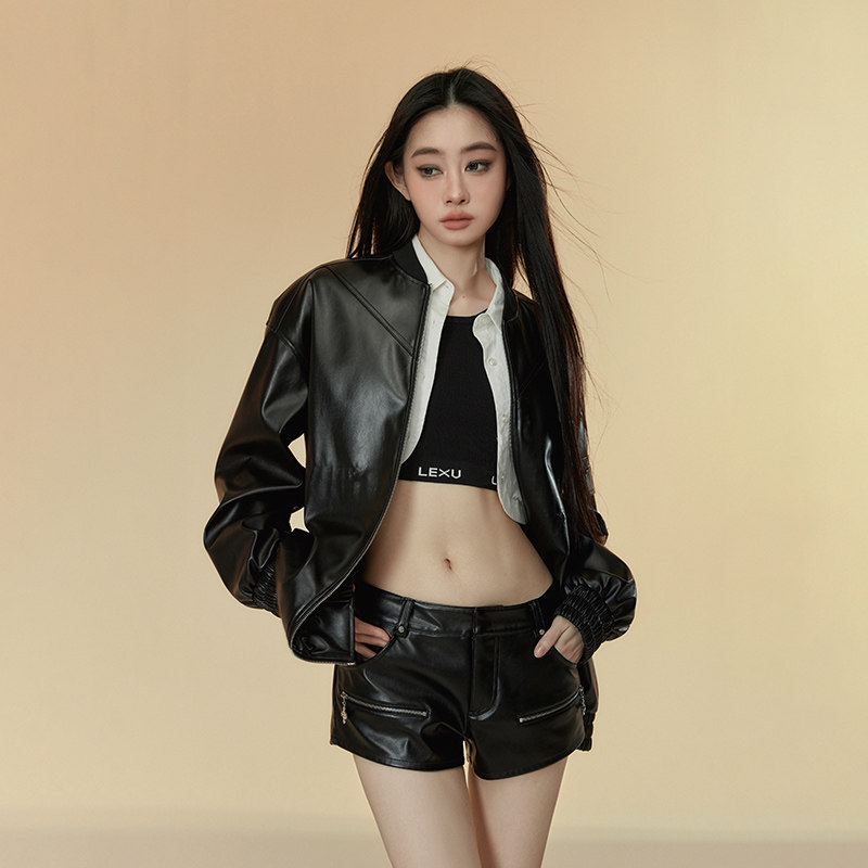 Lexuris乐序 高腰辣妹皮裤女短裤2024年百搭新品休闲裤潮流,淘宝优惠券,粉丝福利购,淘宝优惠卷