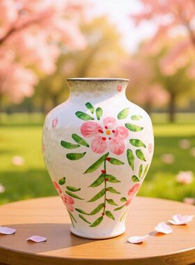 景德镇陶瓷花瓶高级感复古风摆件客厅水培插花鲜花民宿插花瓶摆件