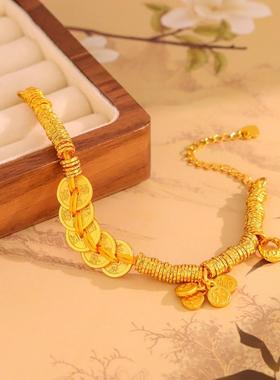 五帝钱盘缠手链女新中式小鱼钱币