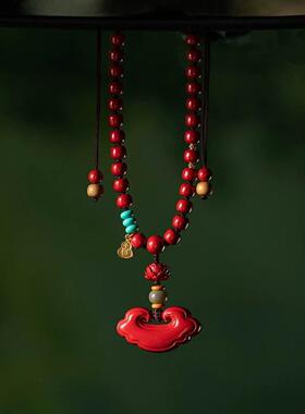 紫金砂朱砂平安锁包汽车挂件蛇年