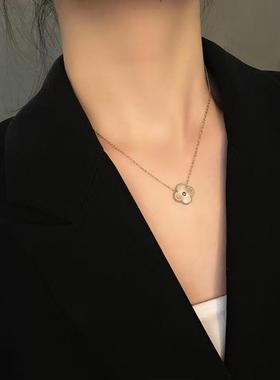 钛钢锁骨链简约四叶草项链女时尚