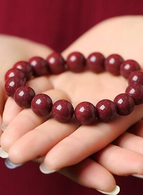 朱砂单圈手链女素圈珠本命年