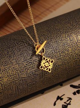 镂空立体窗花项链女几何方块雕花