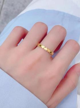 爱心满圈戒指女古法沙金小众设计