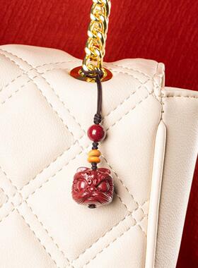 紫金砂朱砂醒狮手机坠挂件男女款