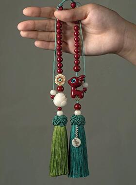 朱砂以鹿相伴汽车挂件车内吊饰品