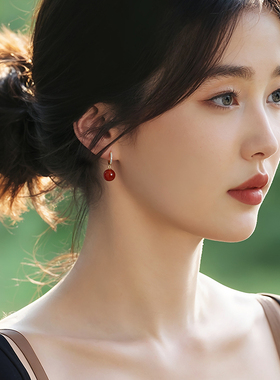 一撇一捺YPYN赤玉系列红玛瑙耳环女925银国潮国风新中式耳饰红色