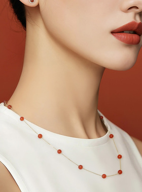 一撇一捺玛瑙14K金颈圈满天星