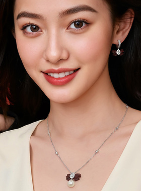 【情人节礼物】一撇一捺YPYN蜜糖蝴蝶结系列红色项链人造珍珠吊坠