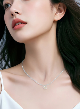 一撇一捺925银淡水珍珠项链