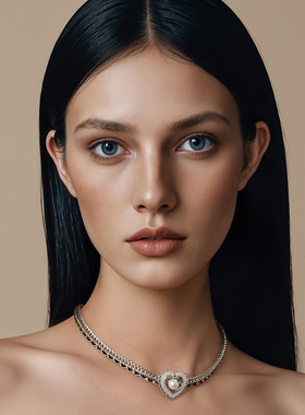 一撇一捺爱心项链编织颈饰复古风