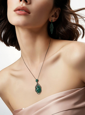 一撇一捺YPYN项链925银绿色吊坠