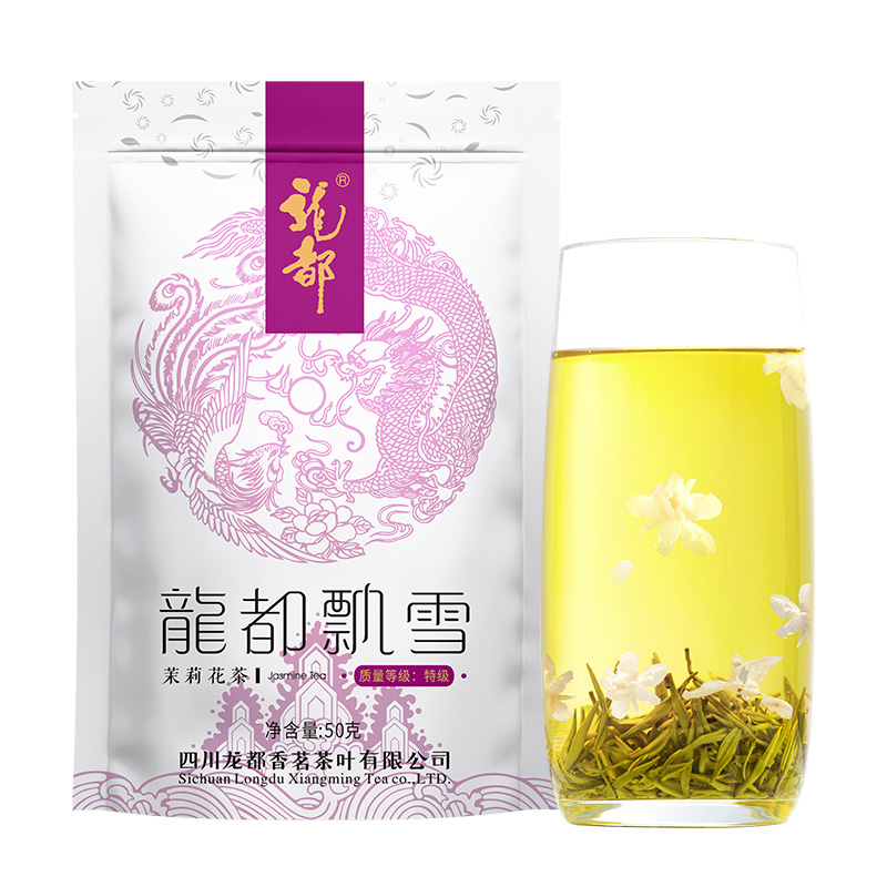 龙都飘雪 2022新茶 四川特级浓香型茉莉花茶横县茶叶绿茶150g袋装