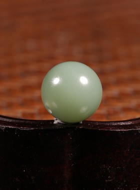 11mm天然新疆和田玉籽料碧玉圆珠粉青单珠散珠手串手链配珠