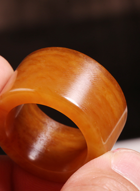 涵玉舍扳指新疆和田玉籽料黄沁