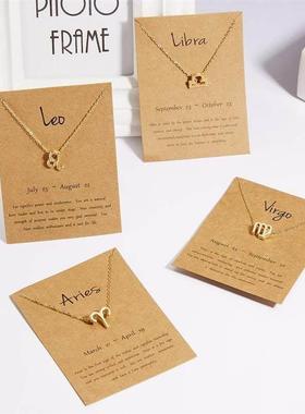 12 Constellation Pendant Necklace For Women Zodiac Sign Koly
