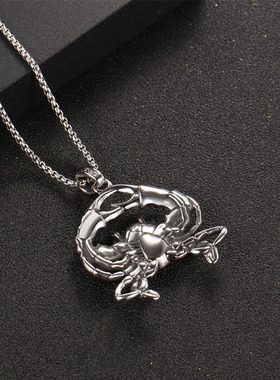 新款 欧美新款 钛钢朋克风个性潮流男士可爱小螃蟹动物吊坠项饰SP