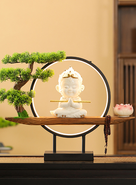 创意齐天大圣斗战胜佛大胜归来客玄关厅办公室电脑桌中式摆件发光