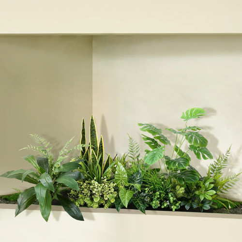 店铺橱窗绿植组合花槽花坛植物花卉楼盘餐厅隔断栅栏花箱仿真花草 - 图0