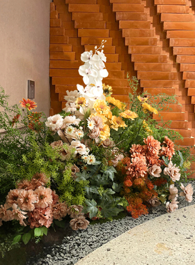野花森系绿植花艺插花背景墙软装