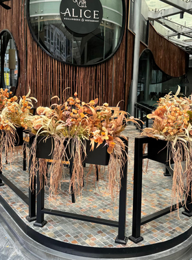 秋黄野草花箱仿真植物装饰