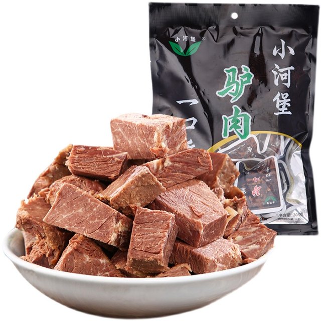 Xiaohebao one-bite fragrant donkey meat deli vacuum fresh meat snacks ready to eat Shanxi specialty