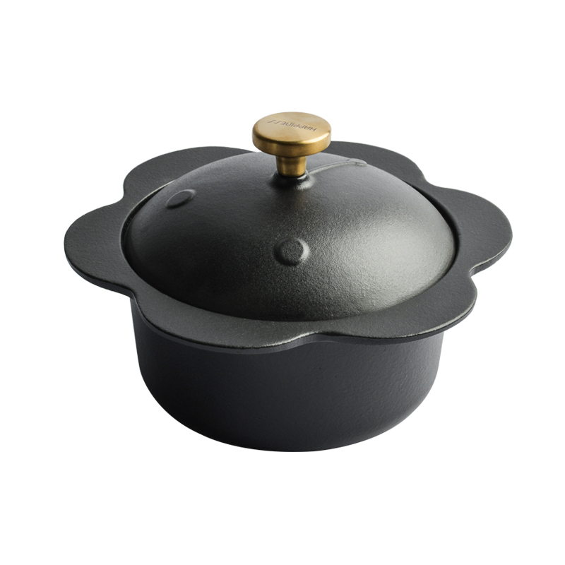 Little Happiness Black Enamel Nonstick Stock Pot