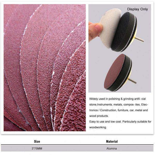 3寸75mm红砂纸圆盘背绒红砂木工金属打磨片红砂皮抛光砂纸100片装,淘宝优惠券,粉丝福利购,淘宝优惠卷
