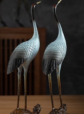 黄铜龟鹤仙鹤办公室家o庭摆件饰品客厅入门玄关柜子办公室摆件礼