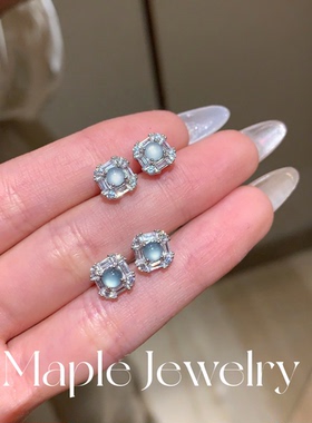 新中式方糖天然危料蓝水翡翠戒指