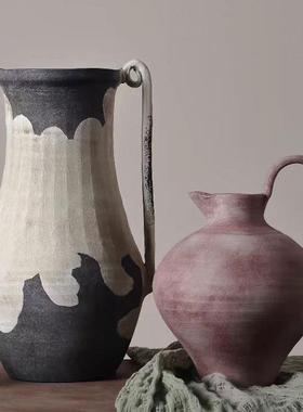 侘寂风花瓶摆件莫兰迪陶罐北欧风复古花器家居客厅桌面装饰花盆