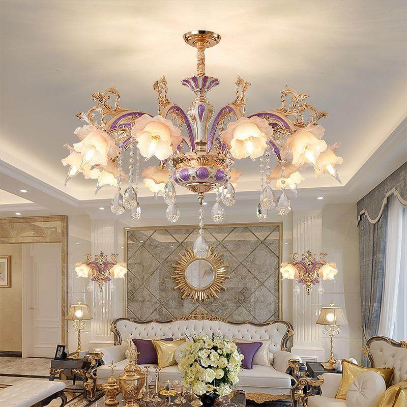 法式吊灯紫色公主房女孩房婚房水晶吊灯客厅卧室锌合金奢华欧式灯,淘宝优惠券,粉丝福利购,淘宝优惠卷