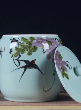 手绘景德镇陶瓷米缸米桶25斤装