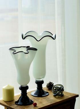 渐变手工玻璃风灯花瓶轻奢清新简约创意艺术插花摆件装饰客厅玄关