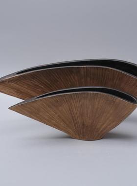 北欧贝壳扇形桌面树脂花盆花器样板间软装工艺品酒店家居客厅摆设