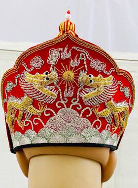 新款SM传统潮绣用品僧帽毗卢帽毗罗帽唐僧佛帽五佛冠法师帽五佛帽