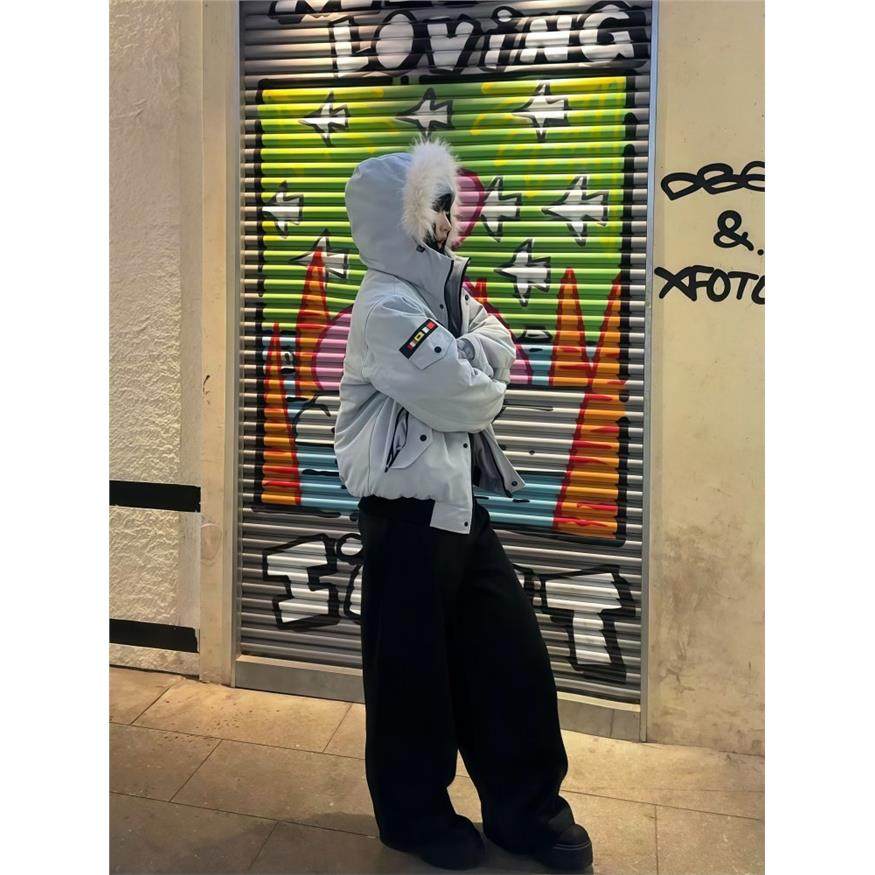 2025冬季新款毛领派克棉服女短款国潮白色棉袄加厚巨好看情侣棉衣,淘宝优惠券,粉丝福利购,淘宝优惠卷