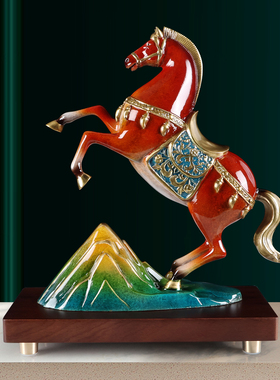 招财全铜马摆件中式唐马