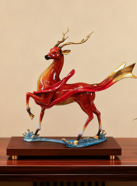 中式书房乔迁送礼物客厅黄铜鹿