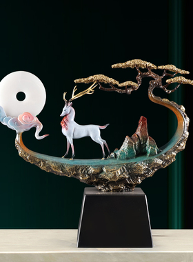 全铜松鹤延年铜摆件中式客厅玄关